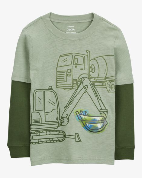  Product image 2 of Baby Construction Cotton Blend Long-Sleeve Tee - Green