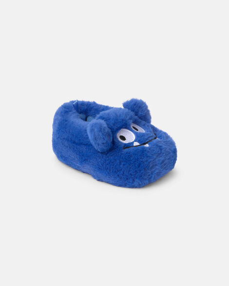 boys cozy monster slippers - blue