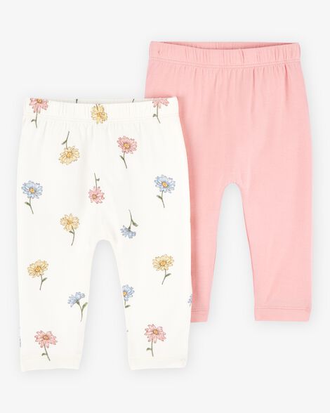  Product image 1 of Baby 2-Pack PurelySoft Pull-On Pants - Pink/Ivory