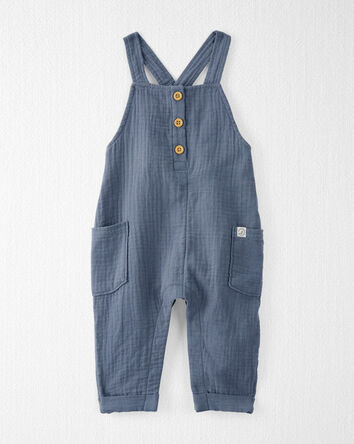 Baby Organic Cotton Gauze Overalls in Blue
