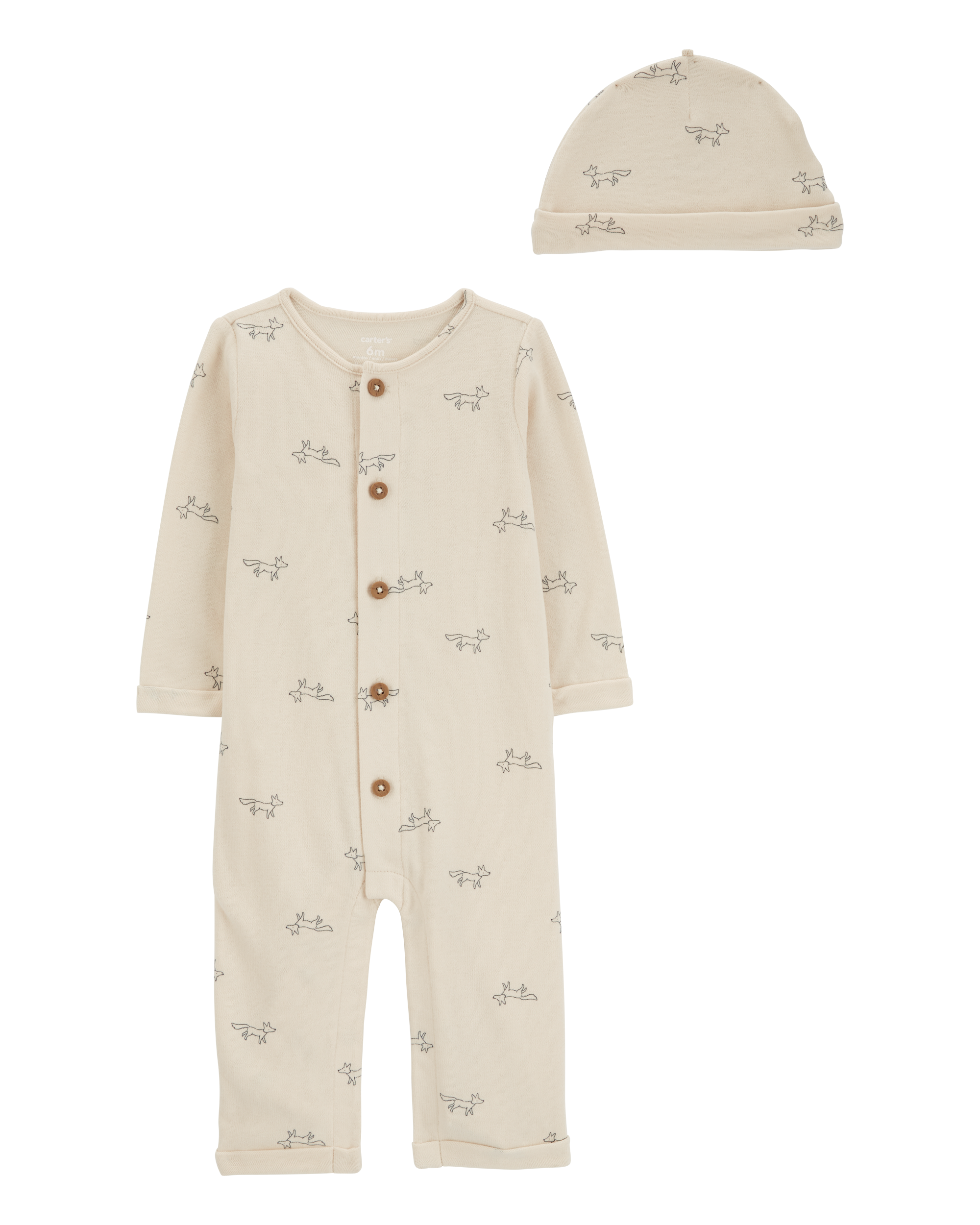 Baby 2-Piece  Button Jumpsuit & Cap Set