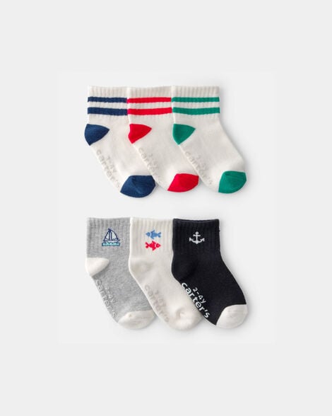 toddler boy 6-pack nautical ankle socks
