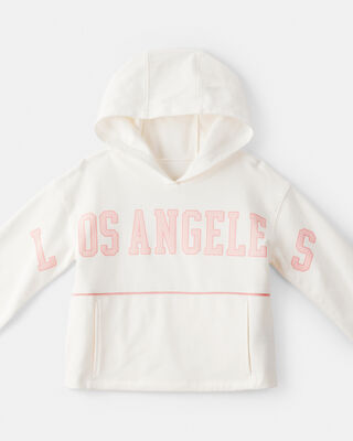 Product image 2 of Girls Los Angeles Cotton Long-Sleeve Hoodie - Cream