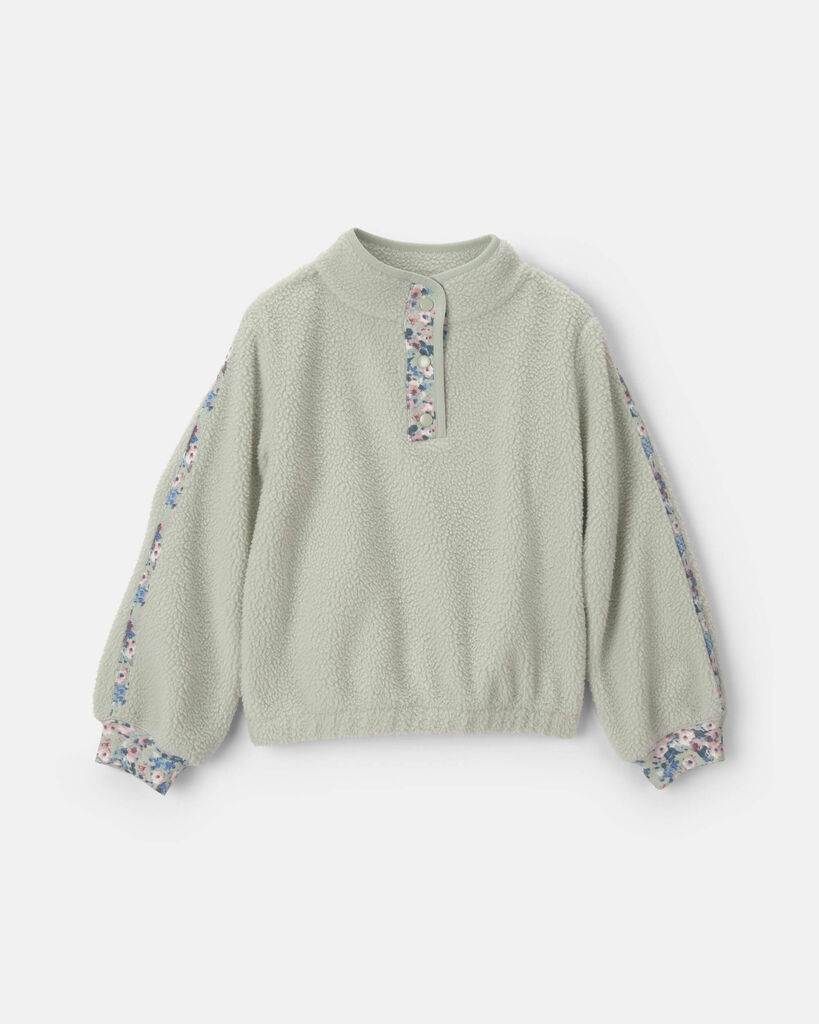 OshKosh B'gosh Girls Floral Fleece Pullover 10 Green