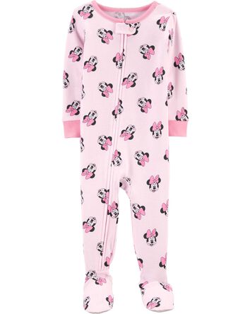Toddler 1-Piece Minnie Mouse 100% Snug Fit Cotton Footie Pajamas