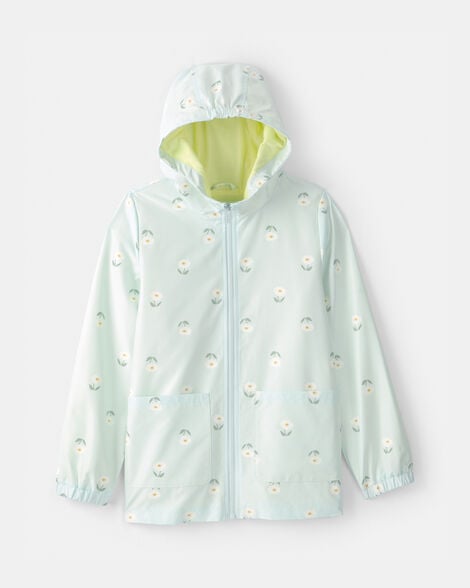 girls floral raincoat - blue