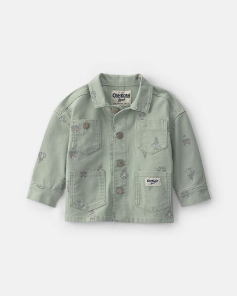 Baby Girl Floral Canvas Jacket - Green
