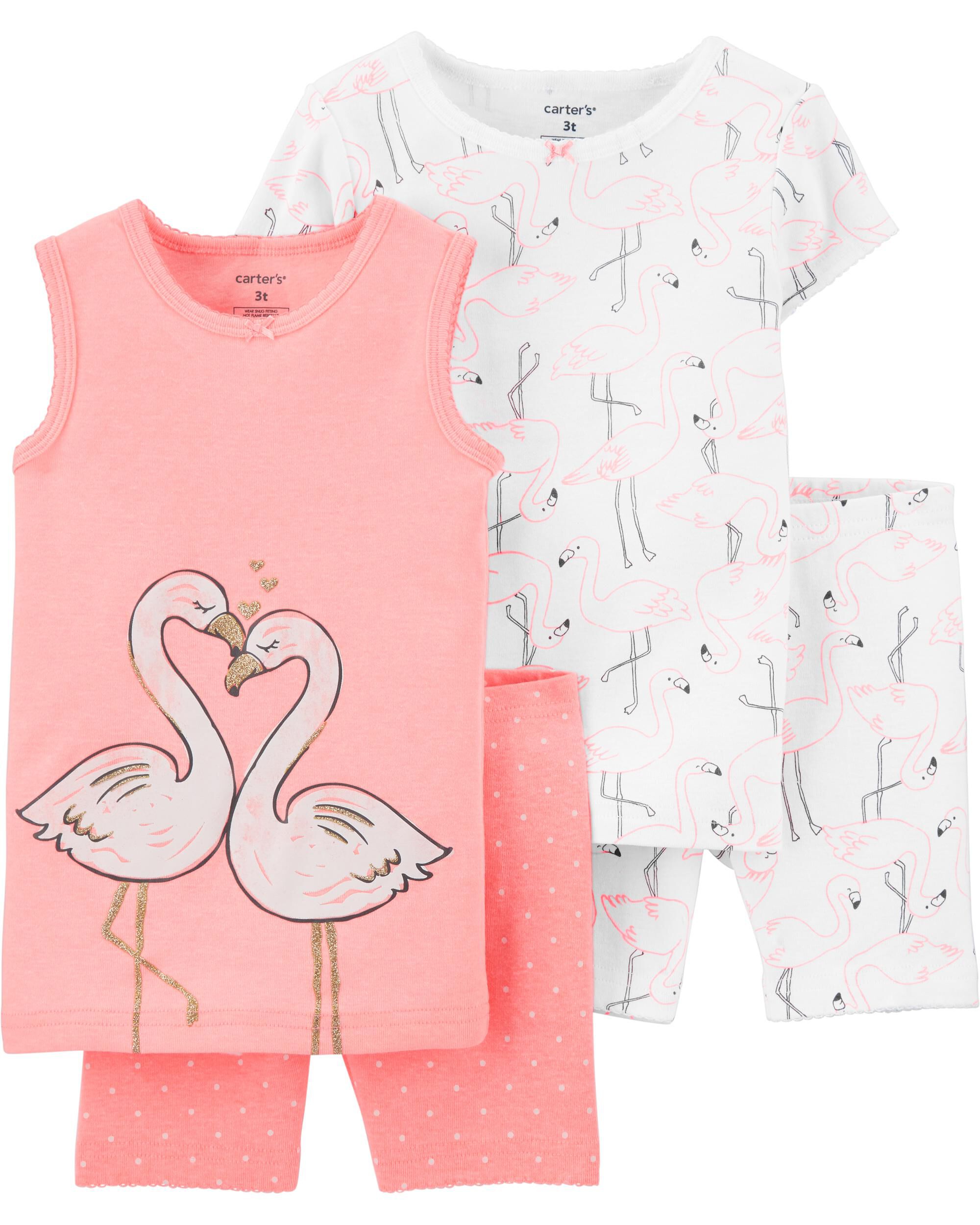  *CLEARANCE* 4-Piece Flamingo 100% Snug Fit Cotton PJs 