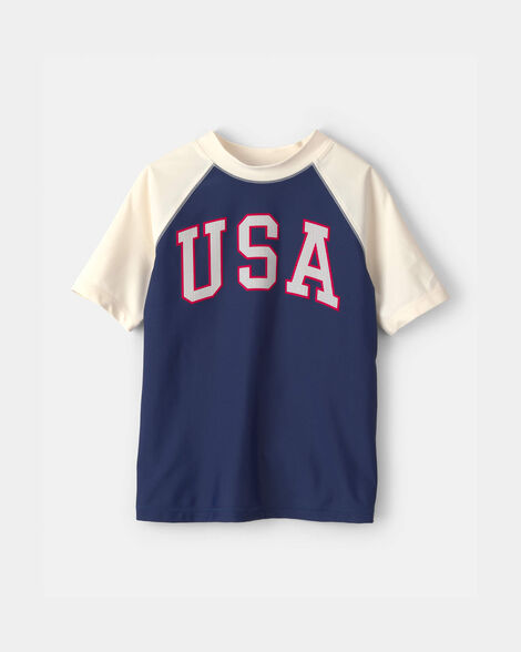 boys 'usa' short-sleeve rashguard - red/white/blue