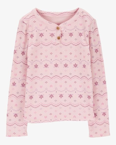 Product image 1 of Baby Fair Isle Knit Long-Sleeve Fashion Top - Pink