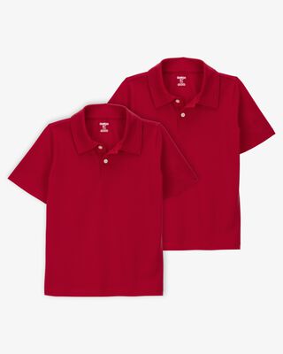 Product image 1 of Kid 2-Pack Pique Uniform Polo Shirts - Red