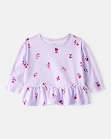 baby girl floral long-sleeve top - purple