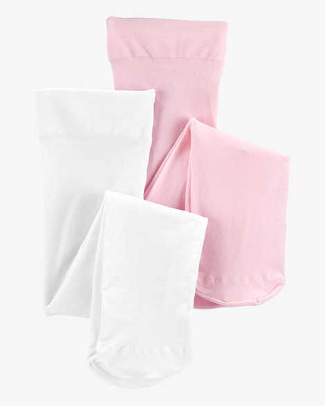 toddler girl 2-pack tights - white/pink