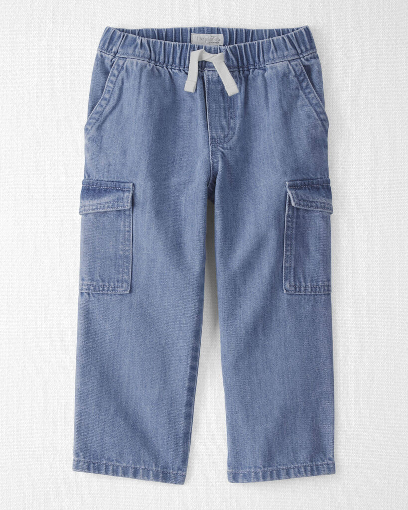 Little Planet Toddler Organic Cotton Denim Cargo Pants 2T Medium Wash