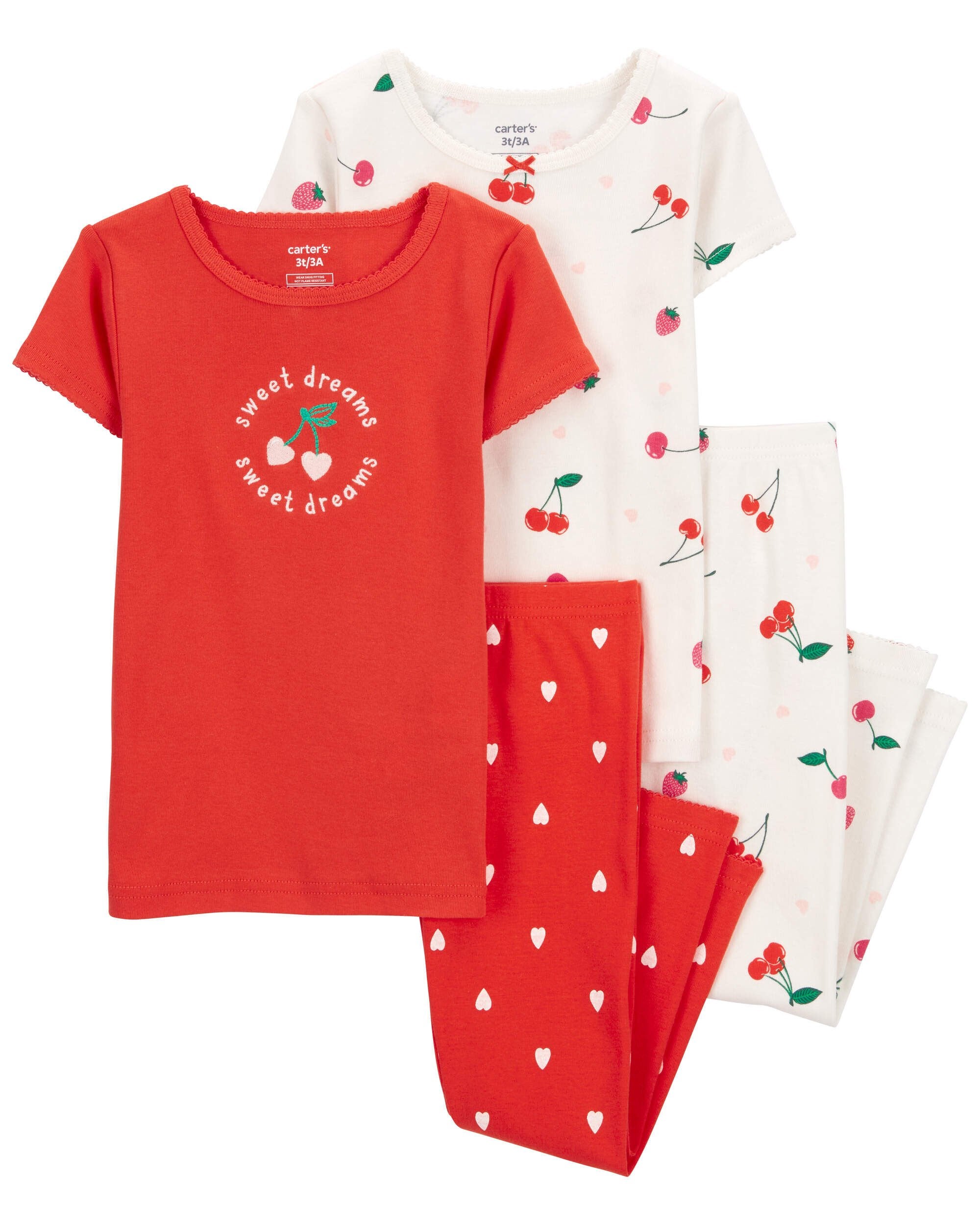 Toddler 4 Piece Cherry 100 Snug Fit Cotton Pajamas Carter s Carter s