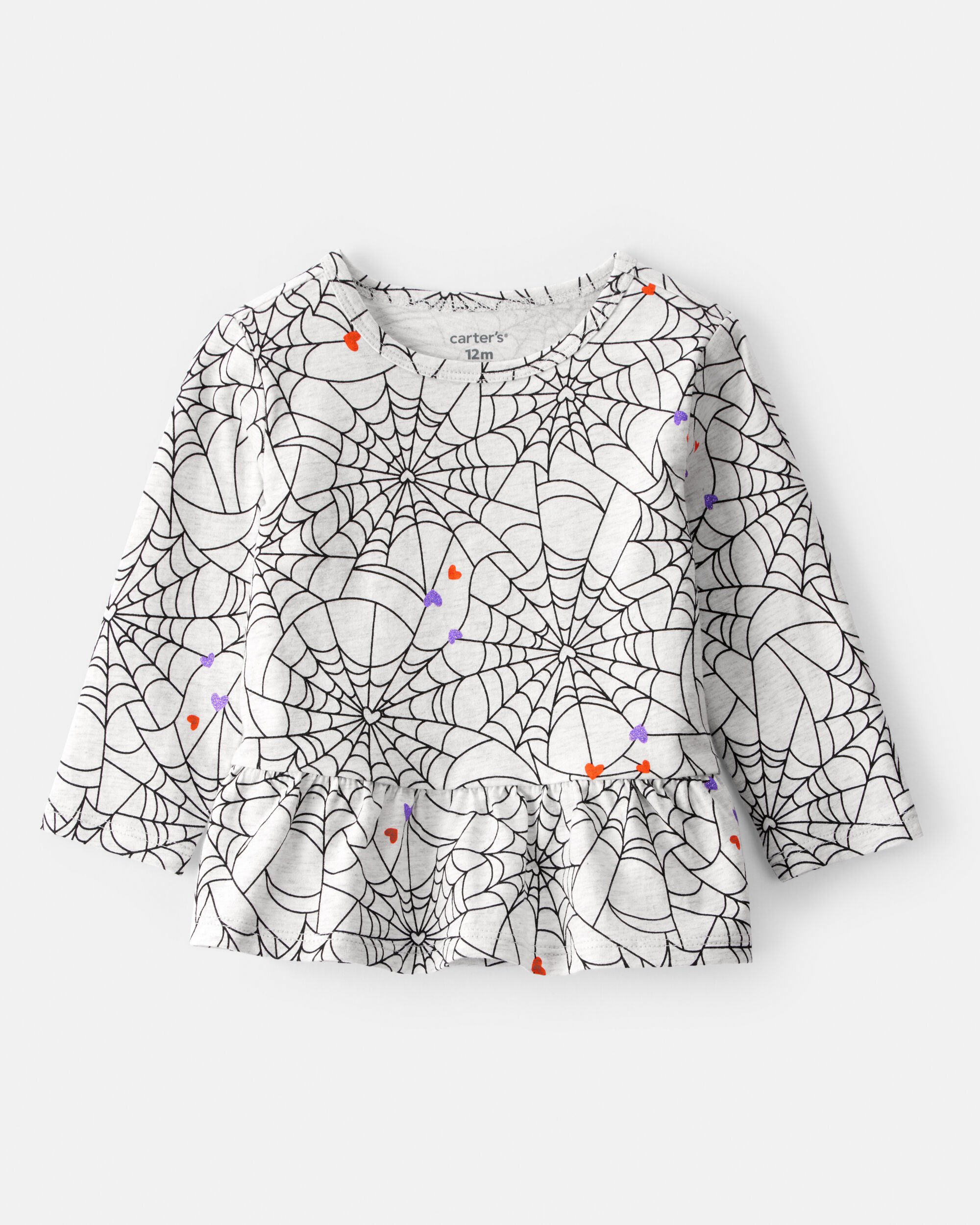 Baby Halloween Spiderwebs Long-Sleeve Tee - White/Black