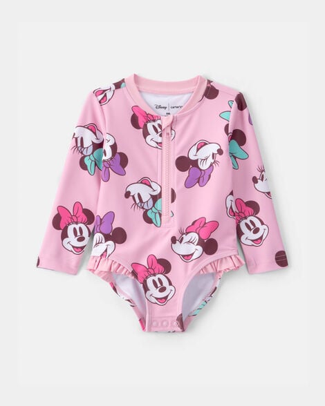 baby girl disney© minnie mouse 1-piece swimsuit rashguard - pink