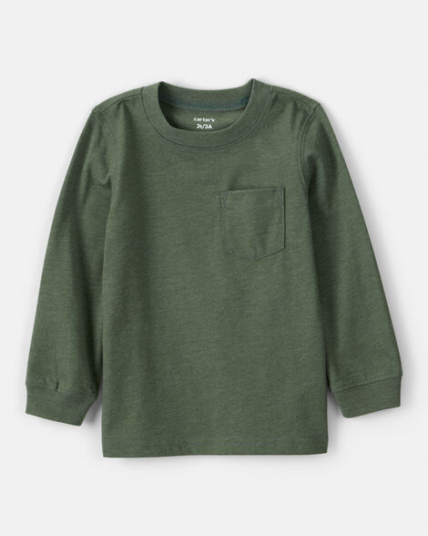 baby boy long-sleeve pocket tee - dark green