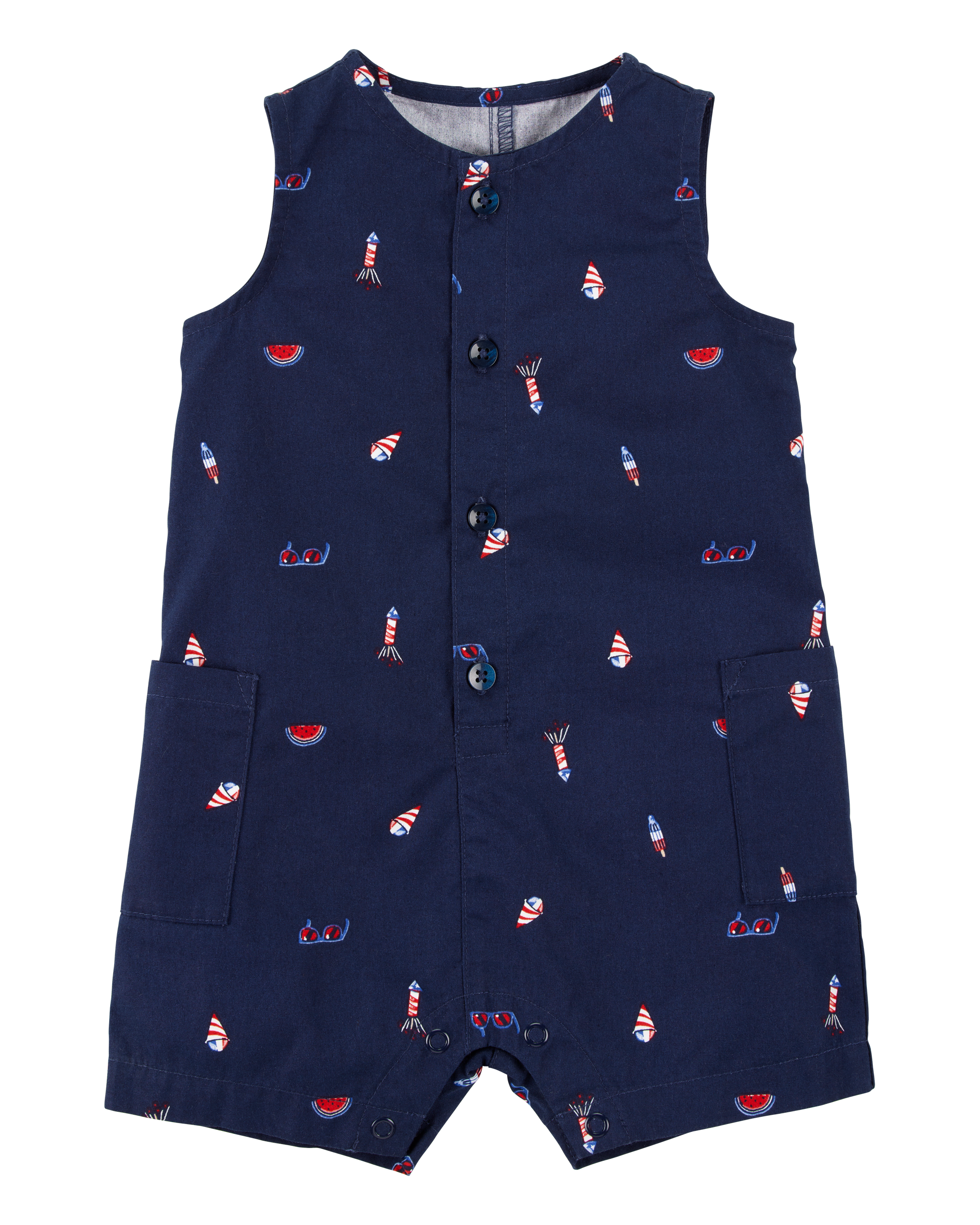 Baby 4th Of July Button-Down Romper