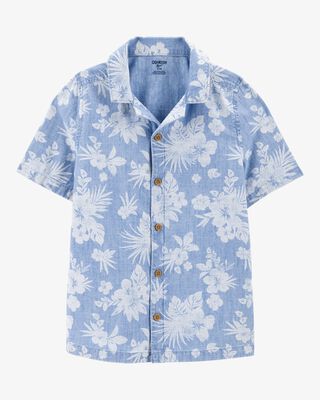 Product image 1 of Kid Tropical Print Button-Front Shirt - Blue