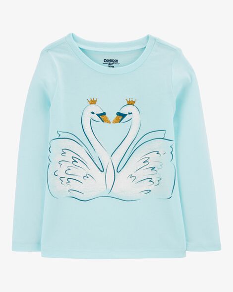  Product image 1 of Toddler Swan-Print Long-Sleeve Shirt - Blue