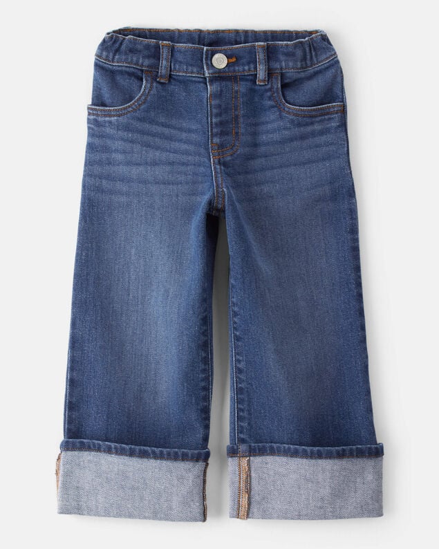 Product image 1 of Toddler Girl Denim Wide-Leg Cuff Jeans - Blue