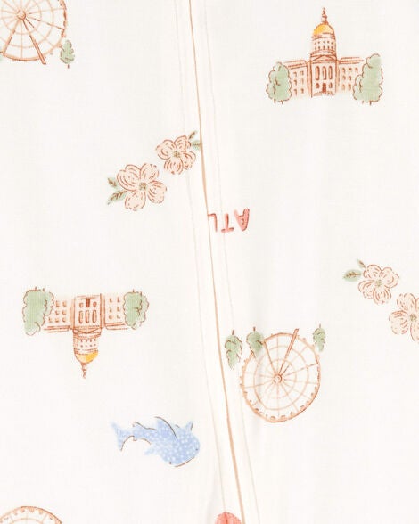  Product image 4 of Baby Atlanta Print 2-Way Zip PurelySoft Sleep & Play Pajamas - Ivory