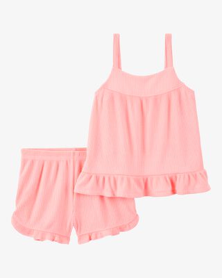 Product image 1 of Kid Solid Loose Fit 2-Piece Pajamas - Coral