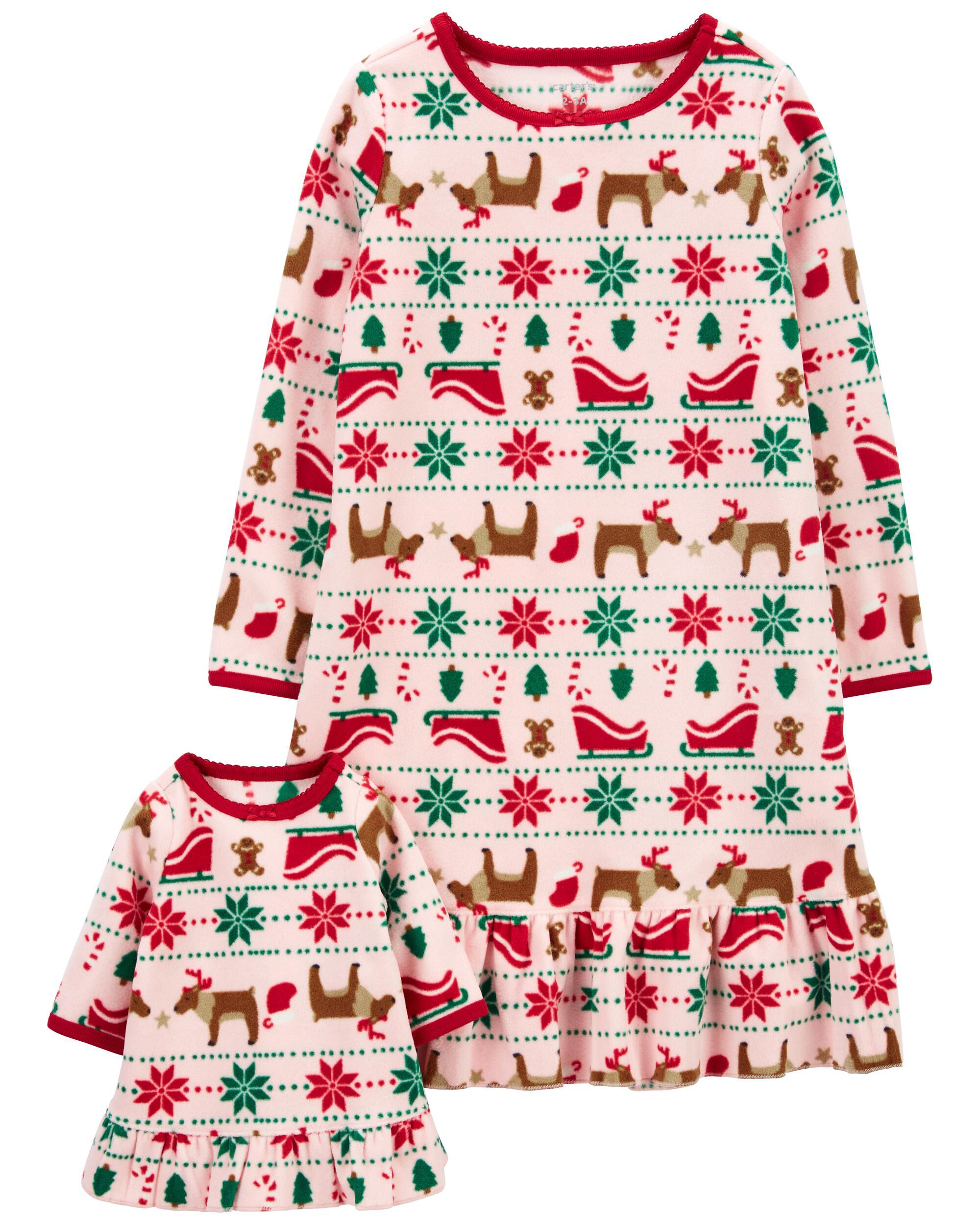2 Pack Fair Isle Matching Fleece Doll Nightgown Set Carter s Carter s