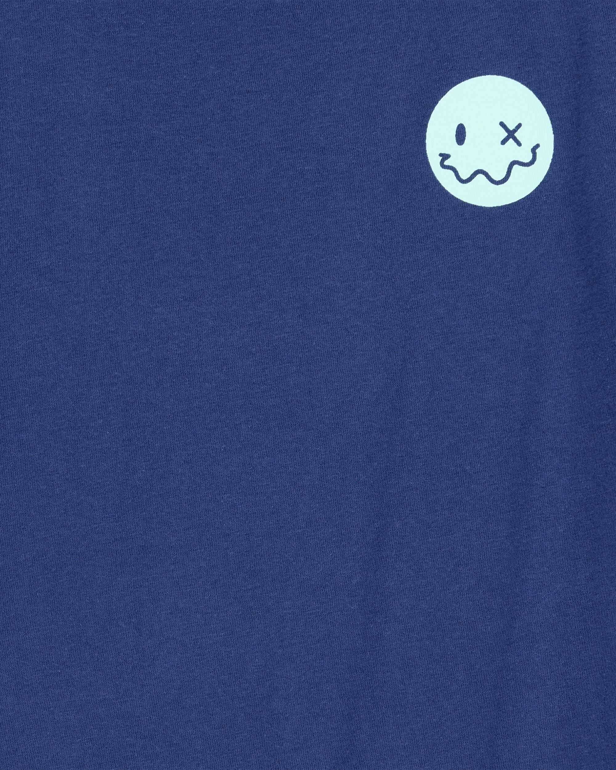Boys Smiley Face Short-Sleeve Graphic Tee - Navy