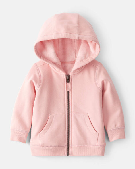 baby girl daydream fleece long-sleeve hooded zip-up jacket - pink