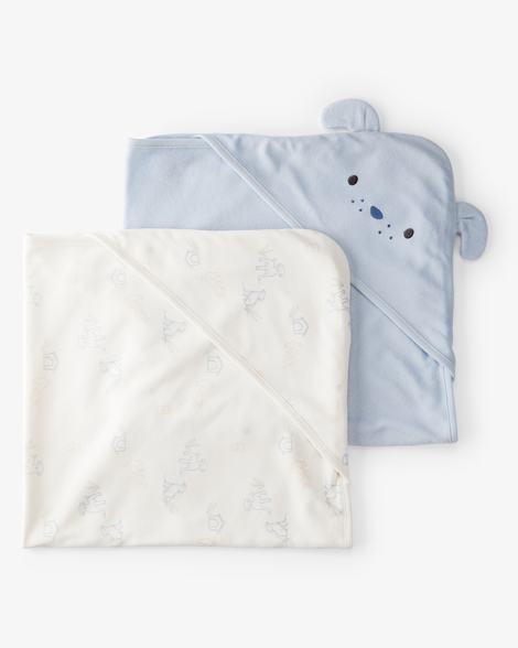 baby 2-pack hooded towels - blue