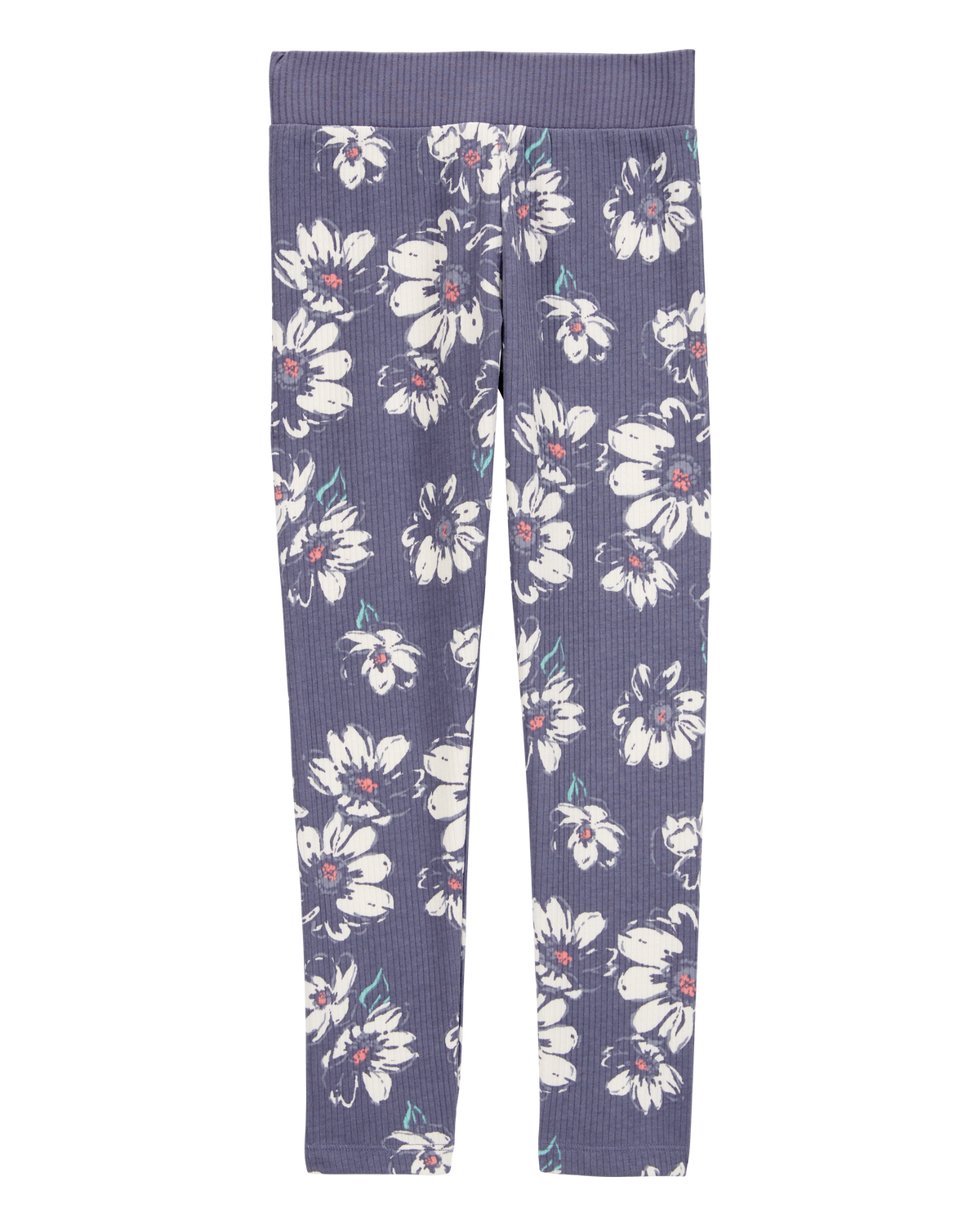 Kid Floral Ribbed Leggings - Floral