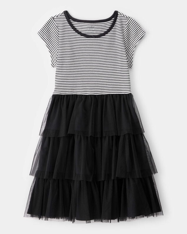 Product image 1 of Kid Halloween Striped Tiered Tulle Dress - Black
