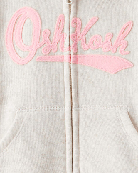 Product image 3 of Baby OshKosh Fleece Logo Zip Jacket - Oatmeal