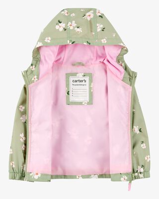 Product image 2 of Toddler Floral Print Windbreaker Jacket - Olive