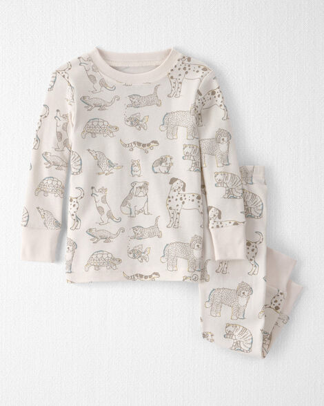 Baby 2-Piece Organic Cotton Ribbed Pajama Set in Pet Print