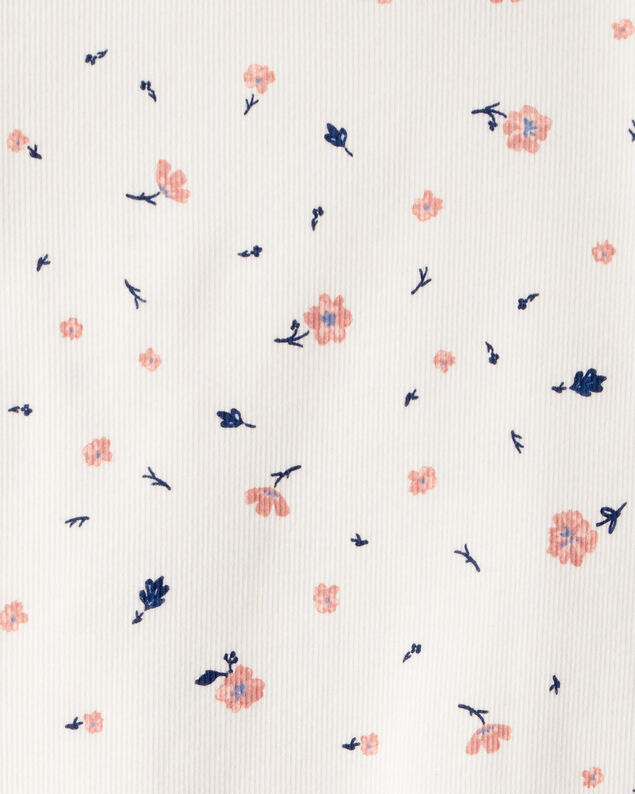 Product image 2 of Kid Floral Mock Neck Ribbed Tee - Ivory