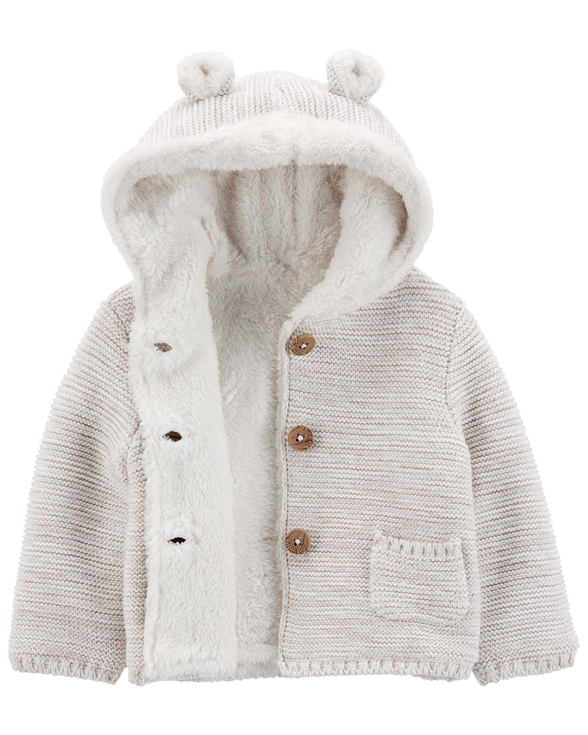 Gray Baby Hooded Sherpa Jacket 