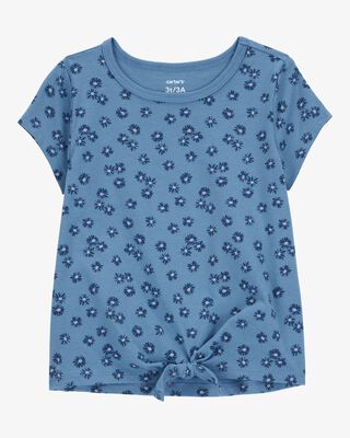 Product image 1 of Toddler Floral Tie-Front Short-Sleeve Tee - Blue