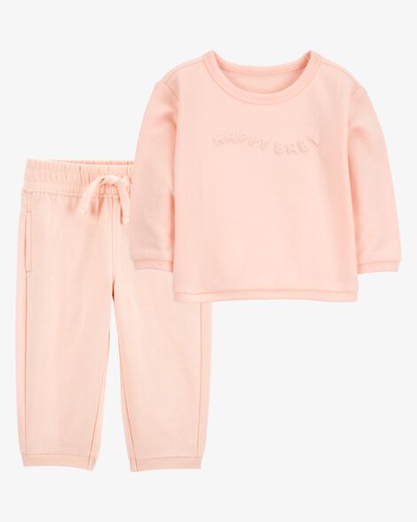Product image 1 of Baby 2-Piece French Terry Pullover & Pant Set - Pink