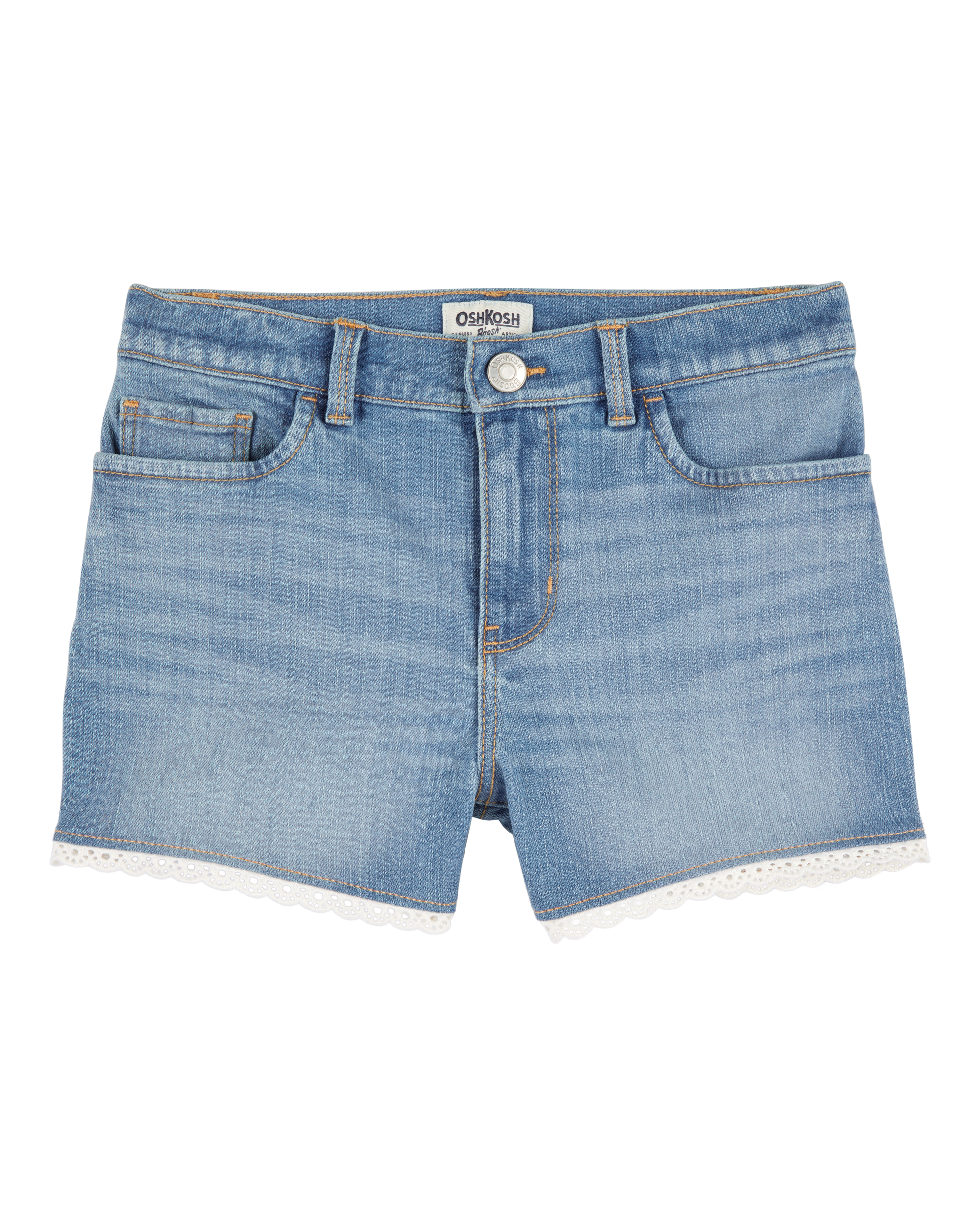 Kid Eyelet Hem Iconic Denim Short - Brit Wash