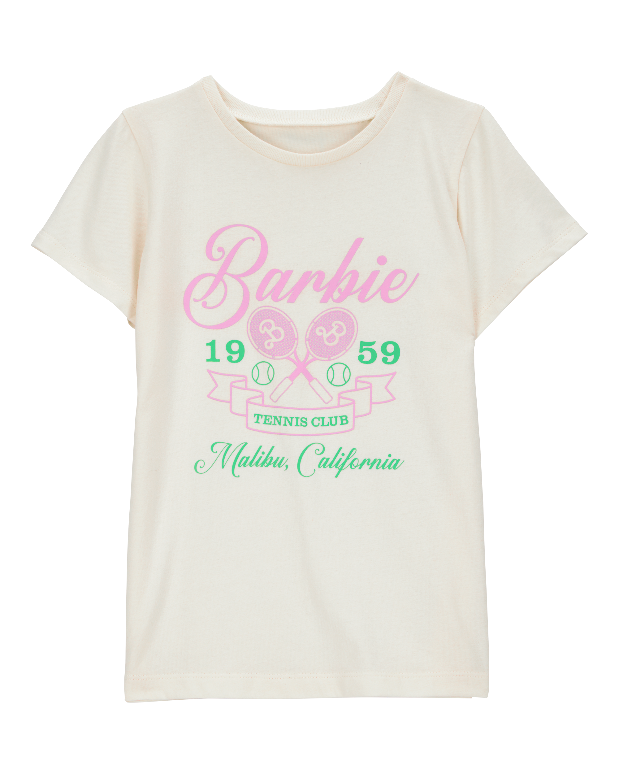 Girls Barbie™ 'Tennis Club' Short-Sleeve Graphic Tee - Ivory
