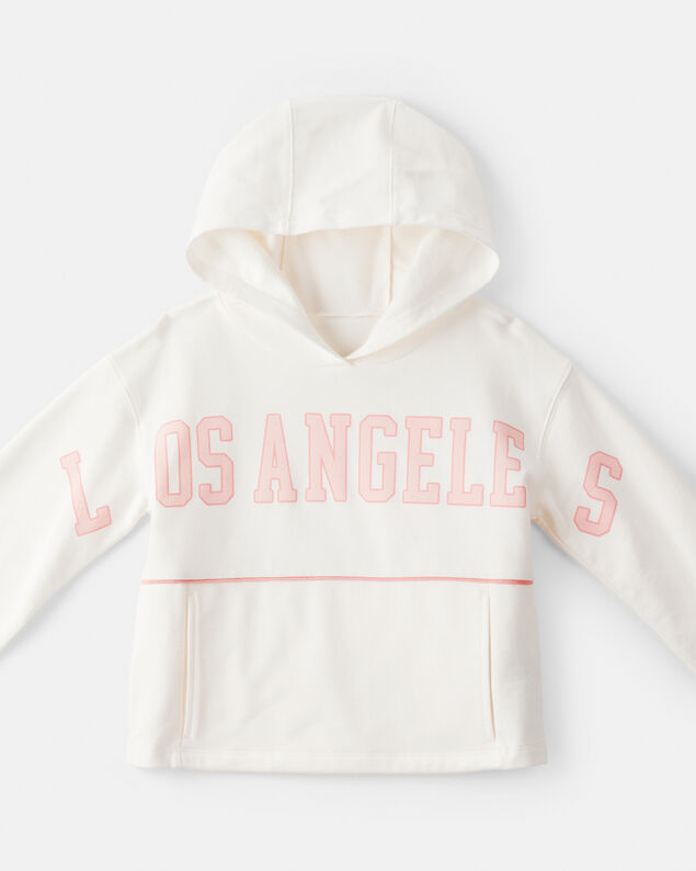 Product image 2 of Girls Los Angeles Cotton Long-Sleeve Hoodie - Cream