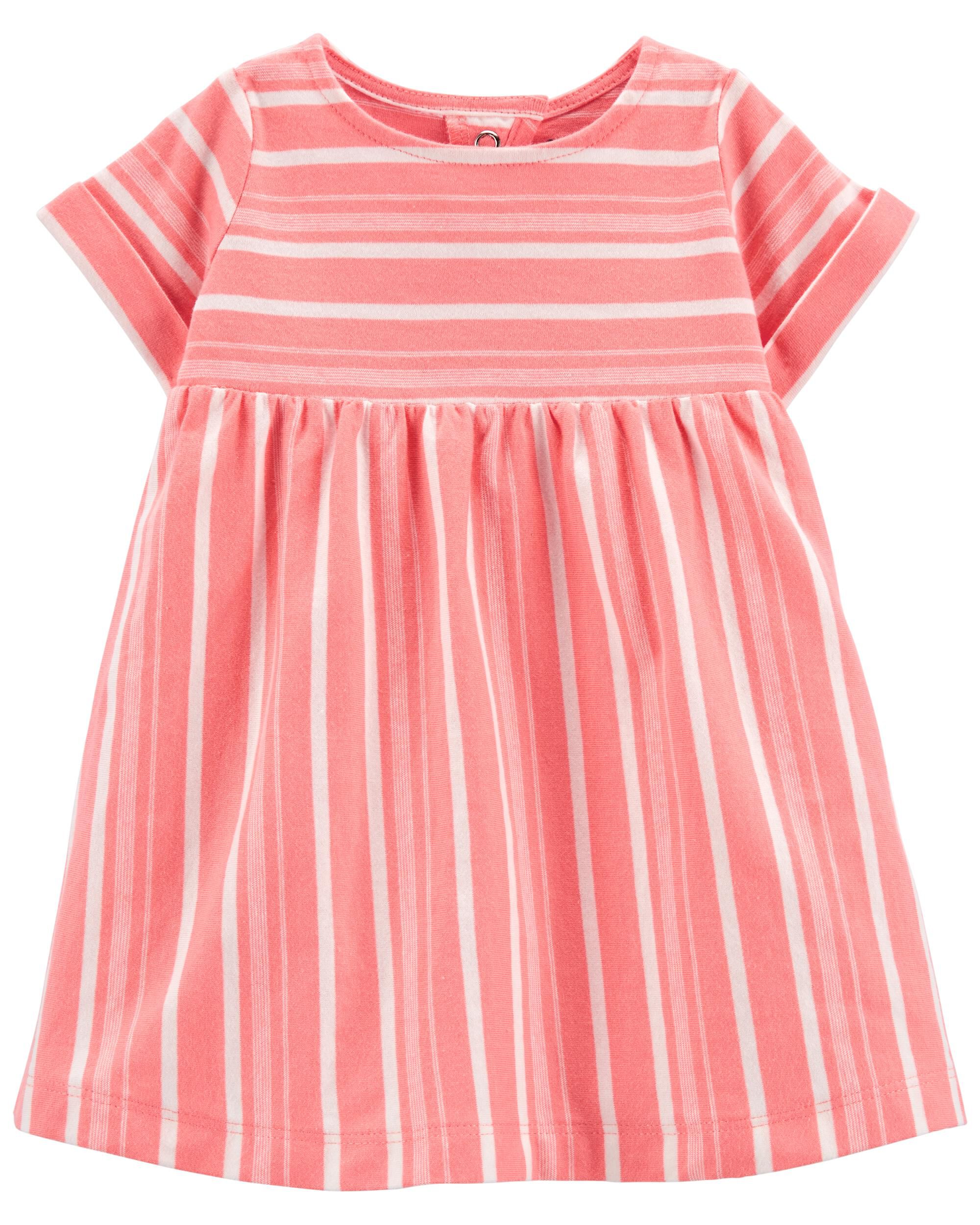 Baby Pink Striped Jersey Dress | carters.com