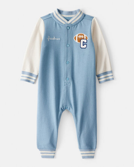 baby boy varsity jumpsuit - blue