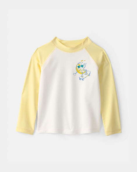toddler boy lemon long-sleeve rashguard - yellow/white