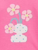 Pink - Toddler Flower Cotton Blend Graphic Tee, Selected