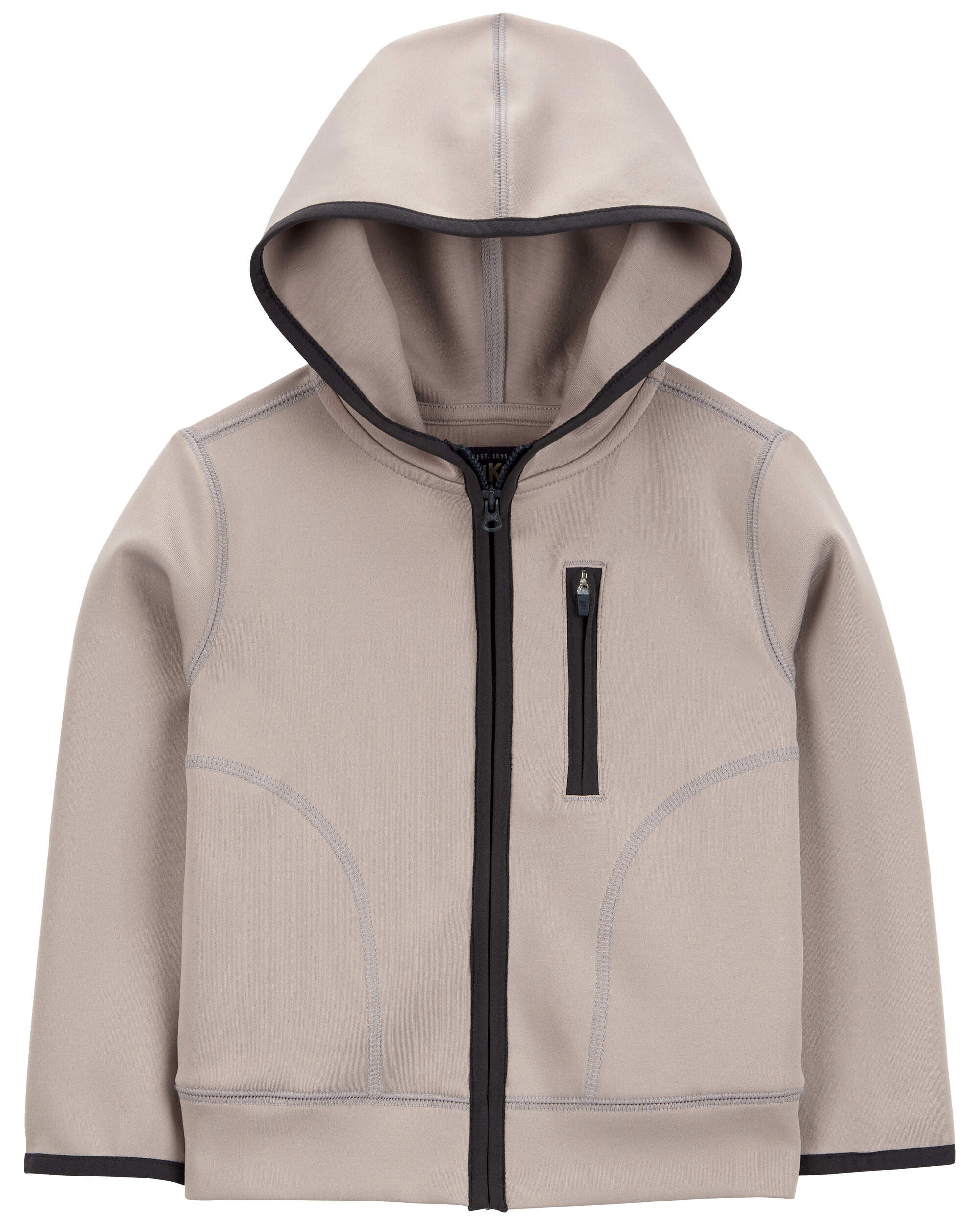Toddler Stretch Tech Zip-Up Hooded Jacket - Khaki - OshKosh | Carter's
