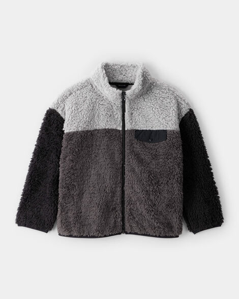 boys long-sleeve zip-up jacket - grey/black